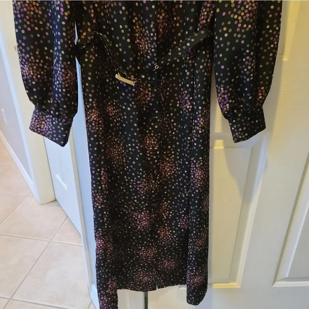 Kate Spade Disco Dots Ruffle Shirt Dress Black Size 4 EUC